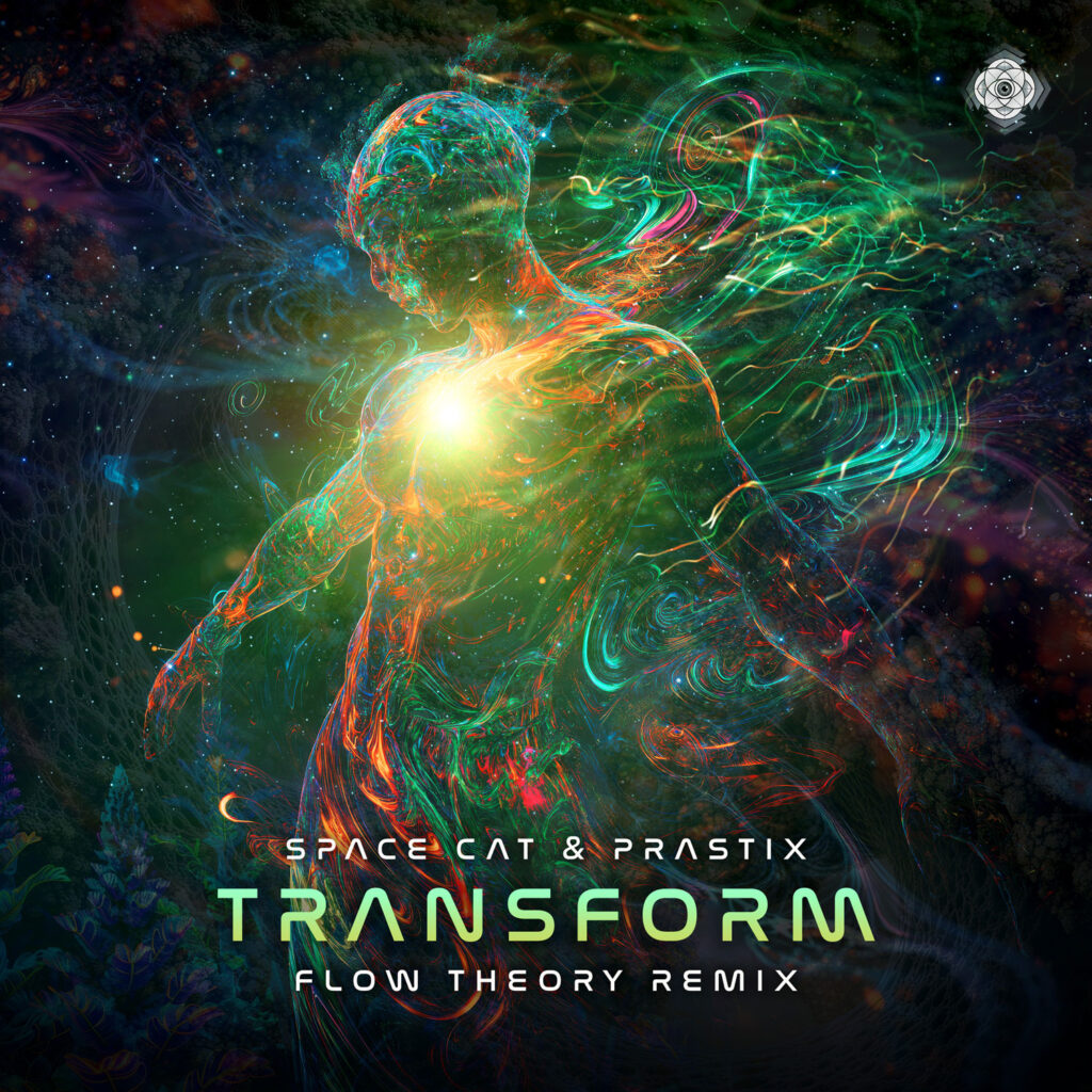 cover single art Flow Theory space cat and prastix transform flow theory remix