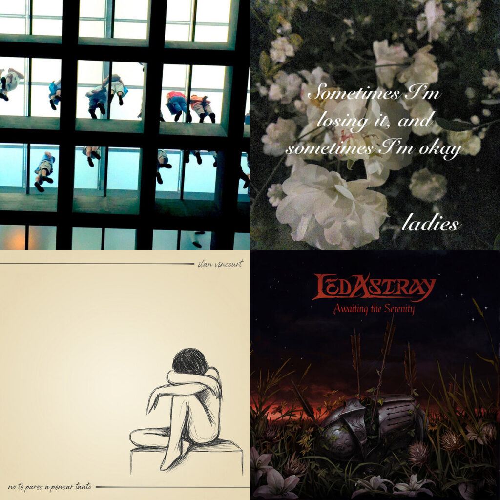 Collage de portadas: Vatican – Vitrum Trapt; Ladies – Eyes burn hole through celing; Ilan – Vincourt No Te Pares a Pensar Tanto; Led – Astray Иллюзии