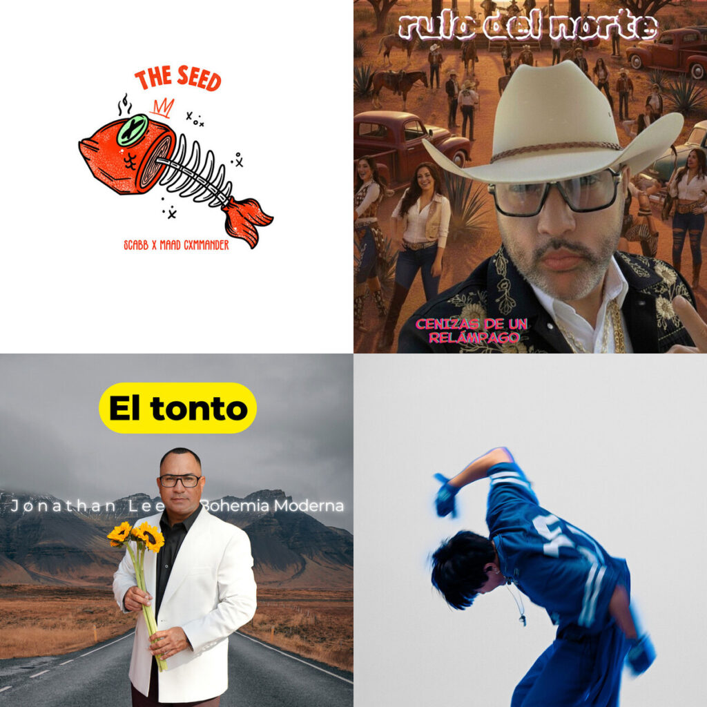 Collage de portadas: Scabb – The Seed; rulo – del norte Bendecido Entre Balas; Jonathan – Lee Bohemia Moderna El tonto; Jake – ing OK NEXT