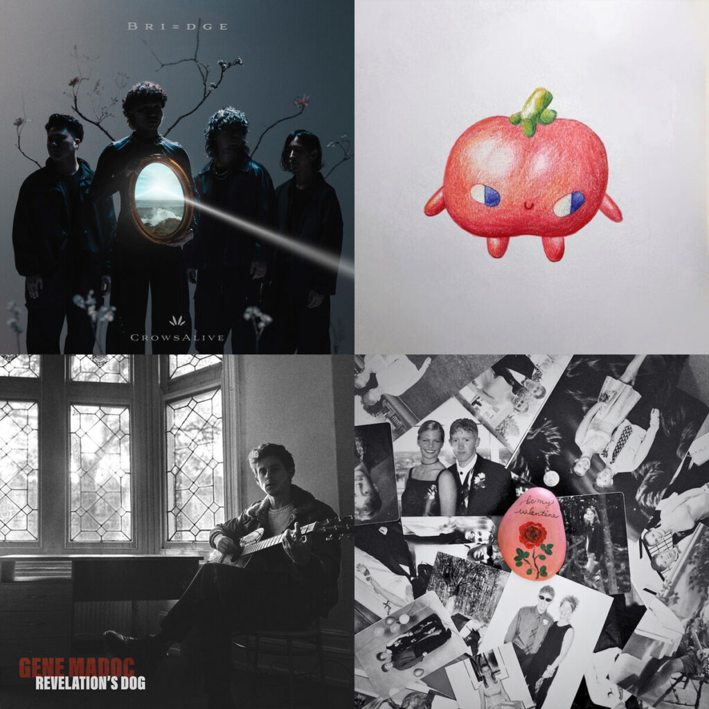 Collage de portadas: CrowsAlive – Mr. Lonely; The – Cornered Knees To Be Pathetic; Gene – Madoc Revelations Dog; Steven – Abrams Nostalgic