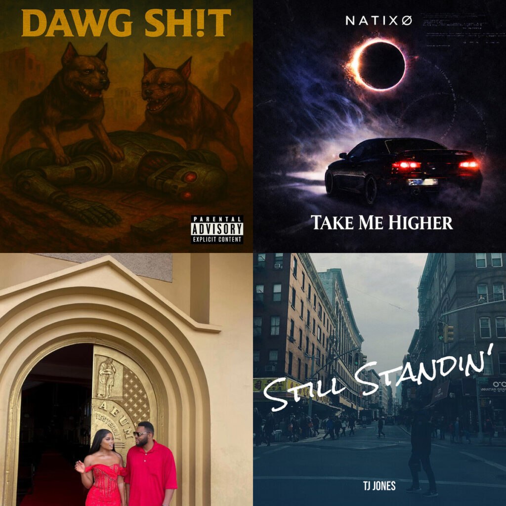 Collage de portadas: WarDawg – Moss Dawg Shit; NATIXO – Take Me Higher Ultra Slowed; Henry – Arize Mi Amore; TJ – Jones Still Standin