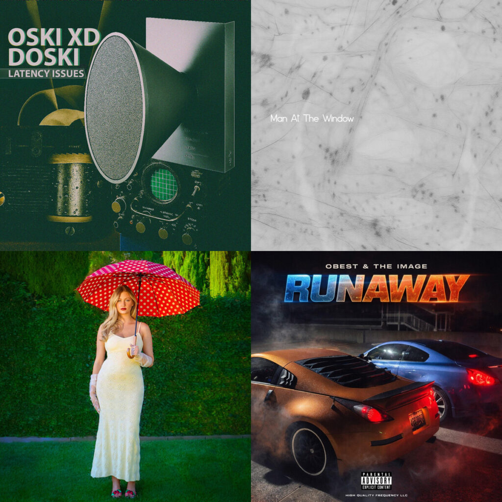 Collage de portadas: Oski – XD Doski Bonny Wraith; A – momentary lapse of happiness Man At The Window; Emma – Teufel Heartbreak Season; Obest – The Image RunAway