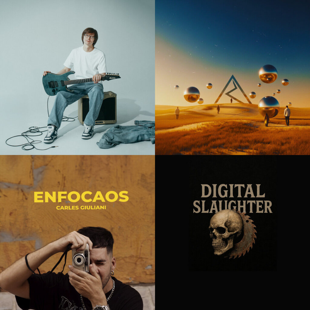 Collage de portadas: VarioTess – Swap; Joel – Maraval Las Personas; Carles – Giuliani Enfocaos; Bonesaw – Cult Perfect Lie