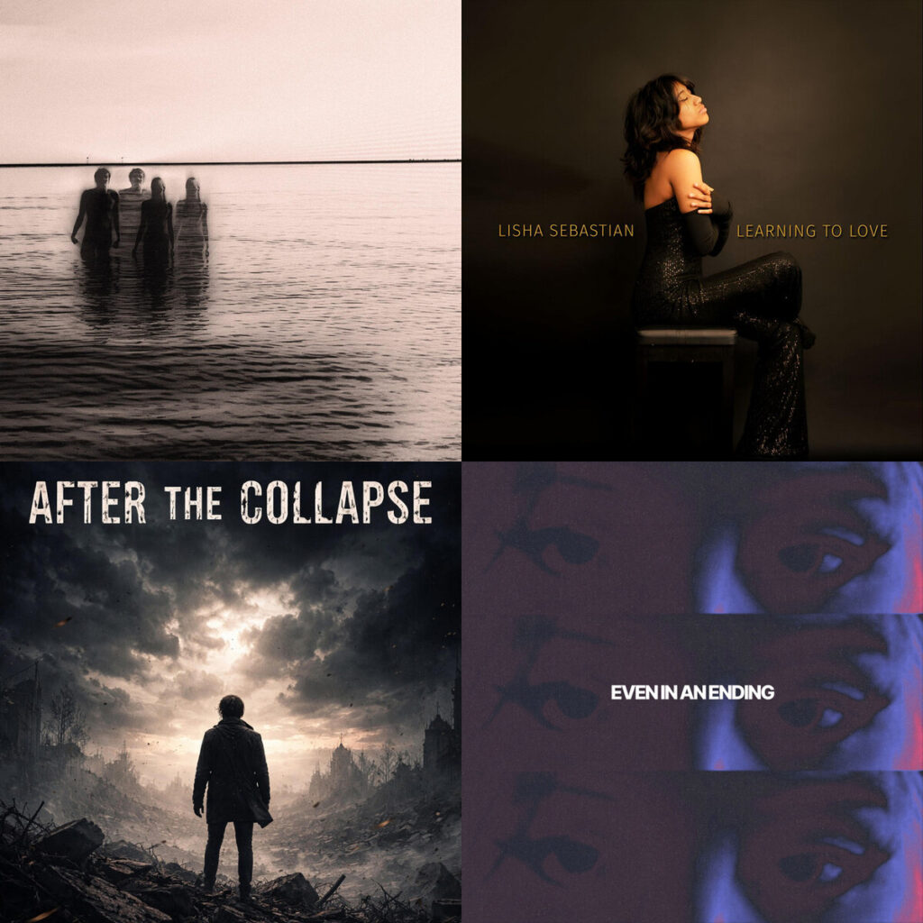 Collage de portadas: Sylas – Saar; Lisha – Sebastian Flames From Ashes; ASHEN – MERIDIAN After The Collapse; Amelie – Jat even in an ending