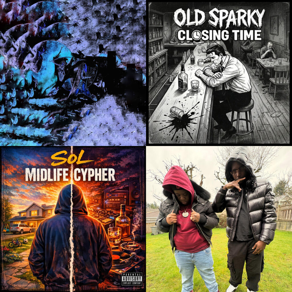 Collage de portadas: Sparkwoods – Lost; Old – Sparky Closing Time; Sol – Yoda; HeadFirstDav – Bring All Da Men