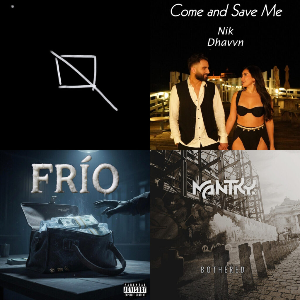 Collage de portadas: ΔSoundWave – Going to mars; Nik – Dhavvn Come and Save Me; Mutombomusic – Frio; Mantry – Bothered