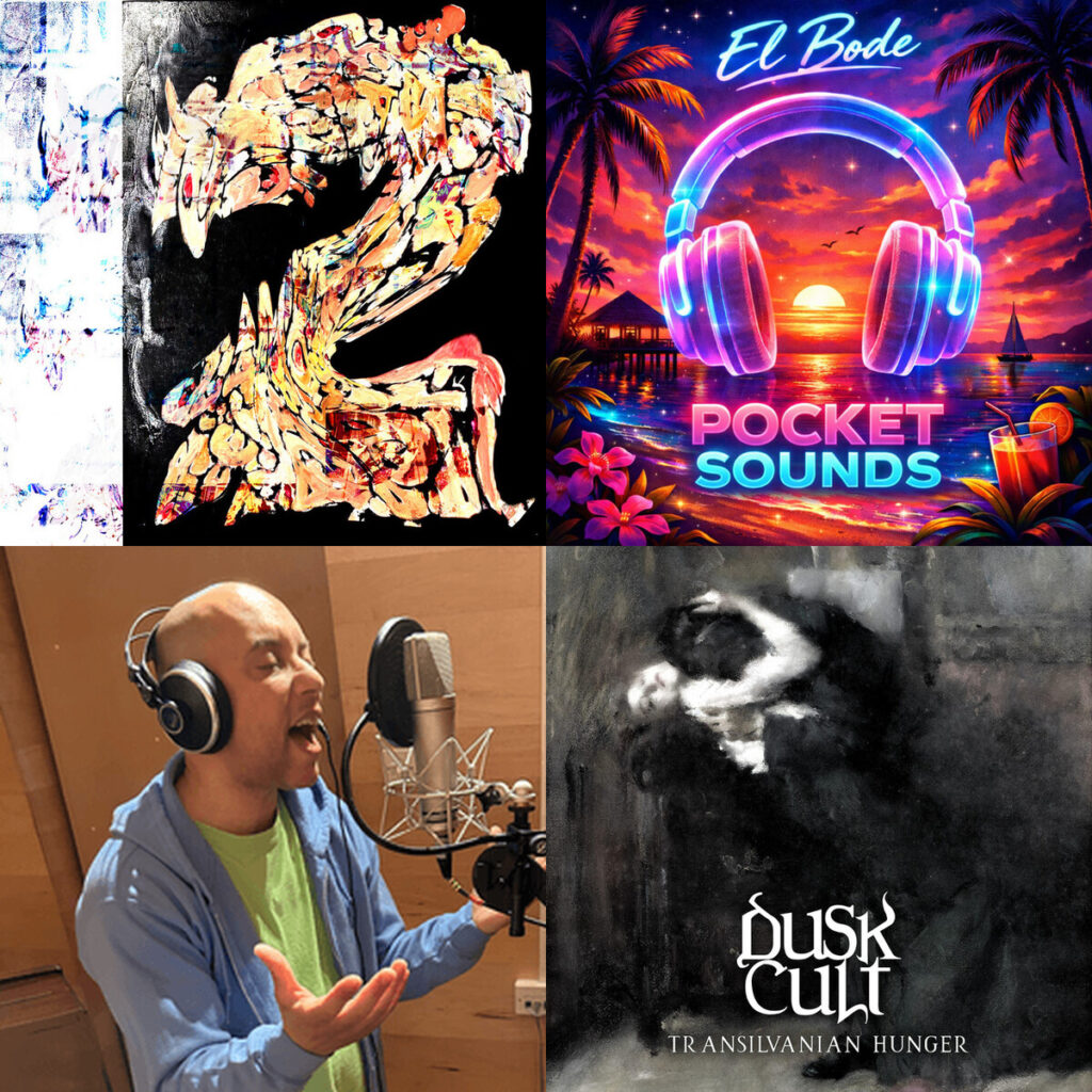 Collage de portadas: Konrad – Birnir; El – Bode Quara; Mark – Andrew Johnson The Passing; Dusk – Cult Transilvanian Hunger