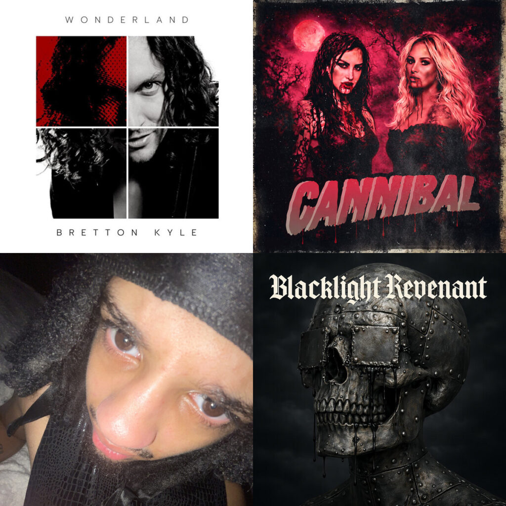 Collage de portadas: Bretton – Kyle Wonderland; Stitched – Up Heart x Butcher Babies x Judge Jury CANNIBAL; Nemy – 3X; Blacklight – Revenant I Cant See Why Feat. Henry Darkening