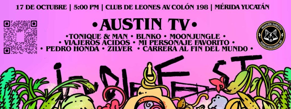 Austin TV, Tonique & Man y Blnko encabezan el cartel del Indie Fest Yucatán 2026
